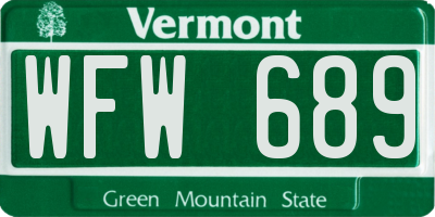 VT license plate WFW689