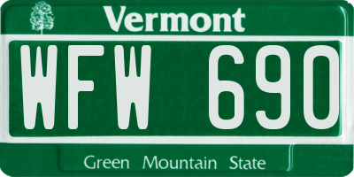 VT license plate WFW690