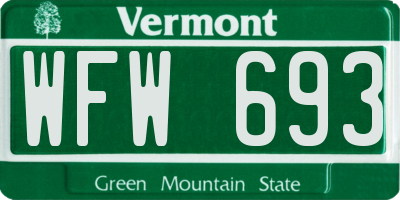 VT license plate WFW693
