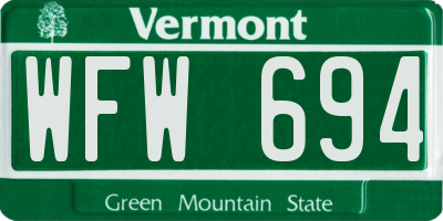 VT license plate WFW694