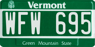 VT license plate WFW695