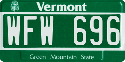 VT license plate WFW696