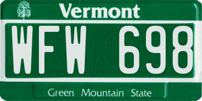 VT license plate WFW698