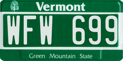 VT license plate WFW699