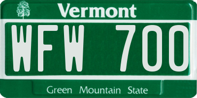 VT license plate WFW700