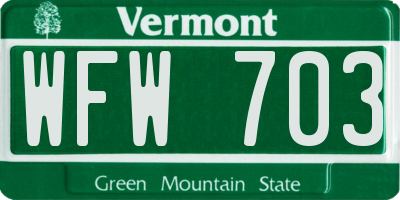 VT license plate WFW703