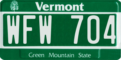 VT license plate WFW704
