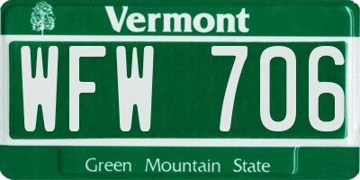 VT license plate WFW706