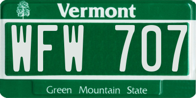 VT license plate WFW707