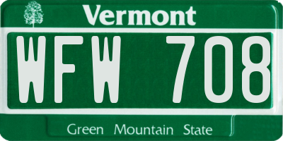 VT license plate WFW708