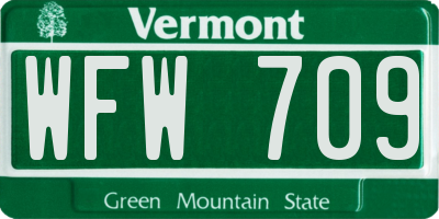 VT license plate WFW709
