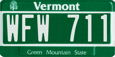VT license plate WFW711