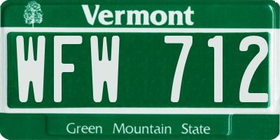VT license plate WFW712