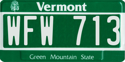 VT license plate WFW713
