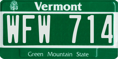 VT license plate WFW714