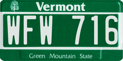 VT license plate WFW716