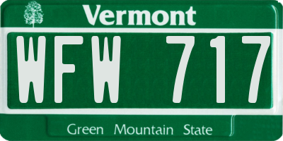 VT license plate WFW717