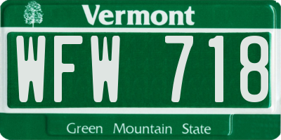 VT license plate WFW718