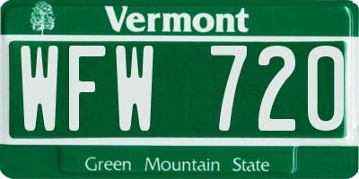VT license plate WFW720