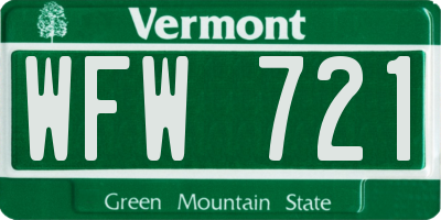VT license plate WFW721