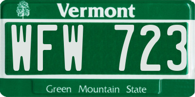 VT license plate WFW723