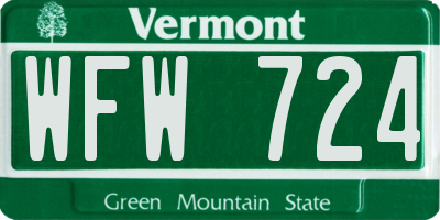VT license plate WFW724