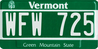VT license plate WFW725