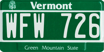 VT license plate WFW726