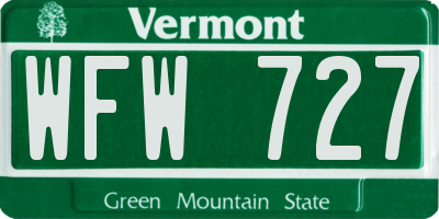 VT license plate WFW727