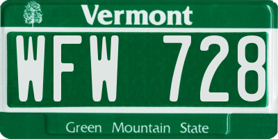 VT license plate WFW728