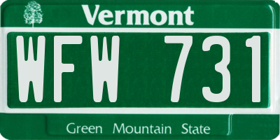 VT license plate WFW731