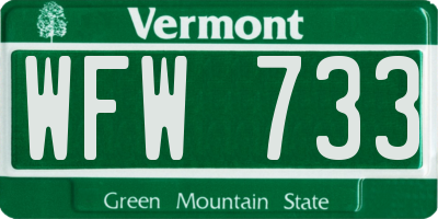 VT license plate WFW733