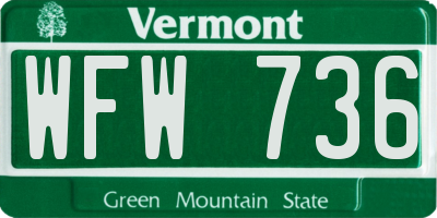 VT license plate WFW736
