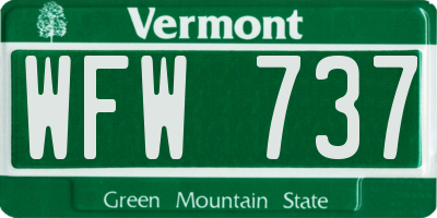 VT license plate WFW737