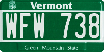 VT license plate WFW738