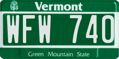 VT license plate WFW740