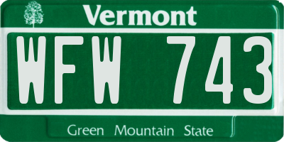 VT license plate WFW743