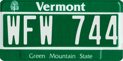 VT license plate WFW744