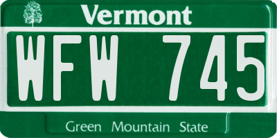 VT license plate WFW745