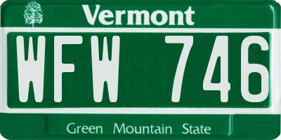 VT license plate WFW746