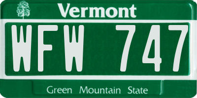 VT license plate WFW747