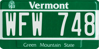 VT license plate WFW748