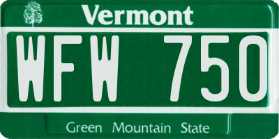 VT license plate WFW750