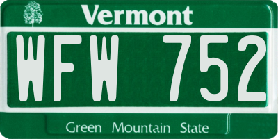 VT license plate WFW752