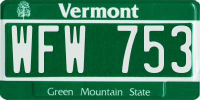 VT license plate WFW753