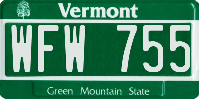 VT license plate WFW755