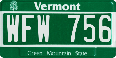 VT license plate WFW756