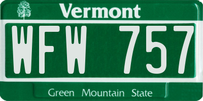 VT license plate WFW757