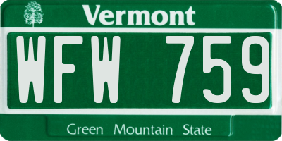 VT license plate WFW759