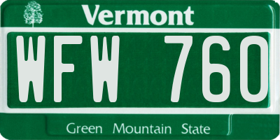VT license plate WFW760